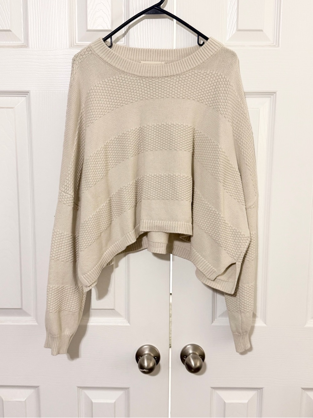 By Together Cream Textured Crew Neck Sweater